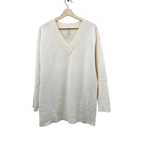 Athleta Wool Cashmere V-Neck Tunic Sweater, Dove - Picture 2 of 7